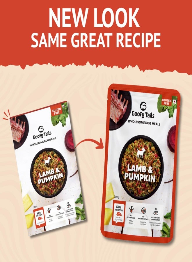 Goofy Tails Lamb & Pumpkin Wet Dog Food 3 Kg (200g X 15 Pack)|Wholesome, Human Grade, Preservative & Gluten Free, Taste Booster & Food Topper - Image 3